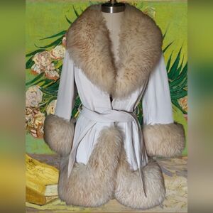 Vintage 1960's Penny lane leather shearling fur coat xsmall small